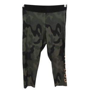 GUESS Womens Small Cammy Crop Legging Spell Out Logo Side Camo Camouflage NEW